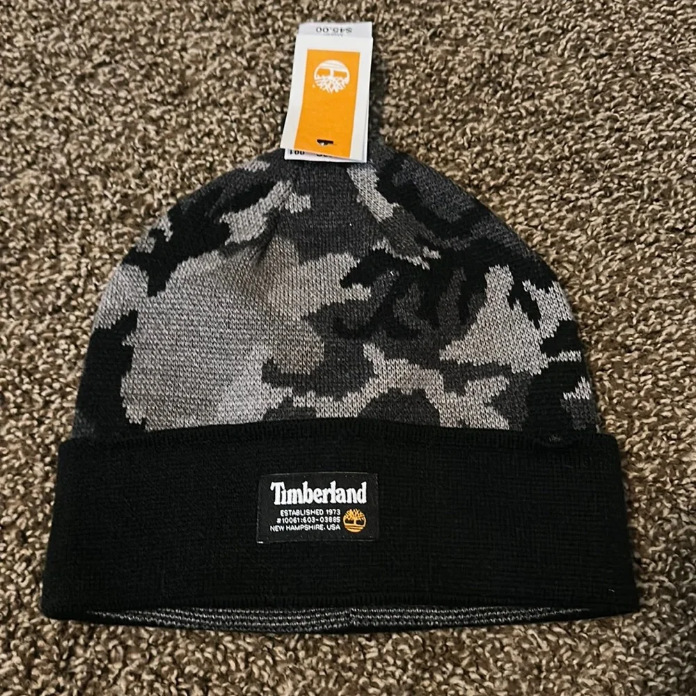 TIMBERLAND MEN’S GRAY CAMO BEANIE HAT: LIMITED EDITION: NWT